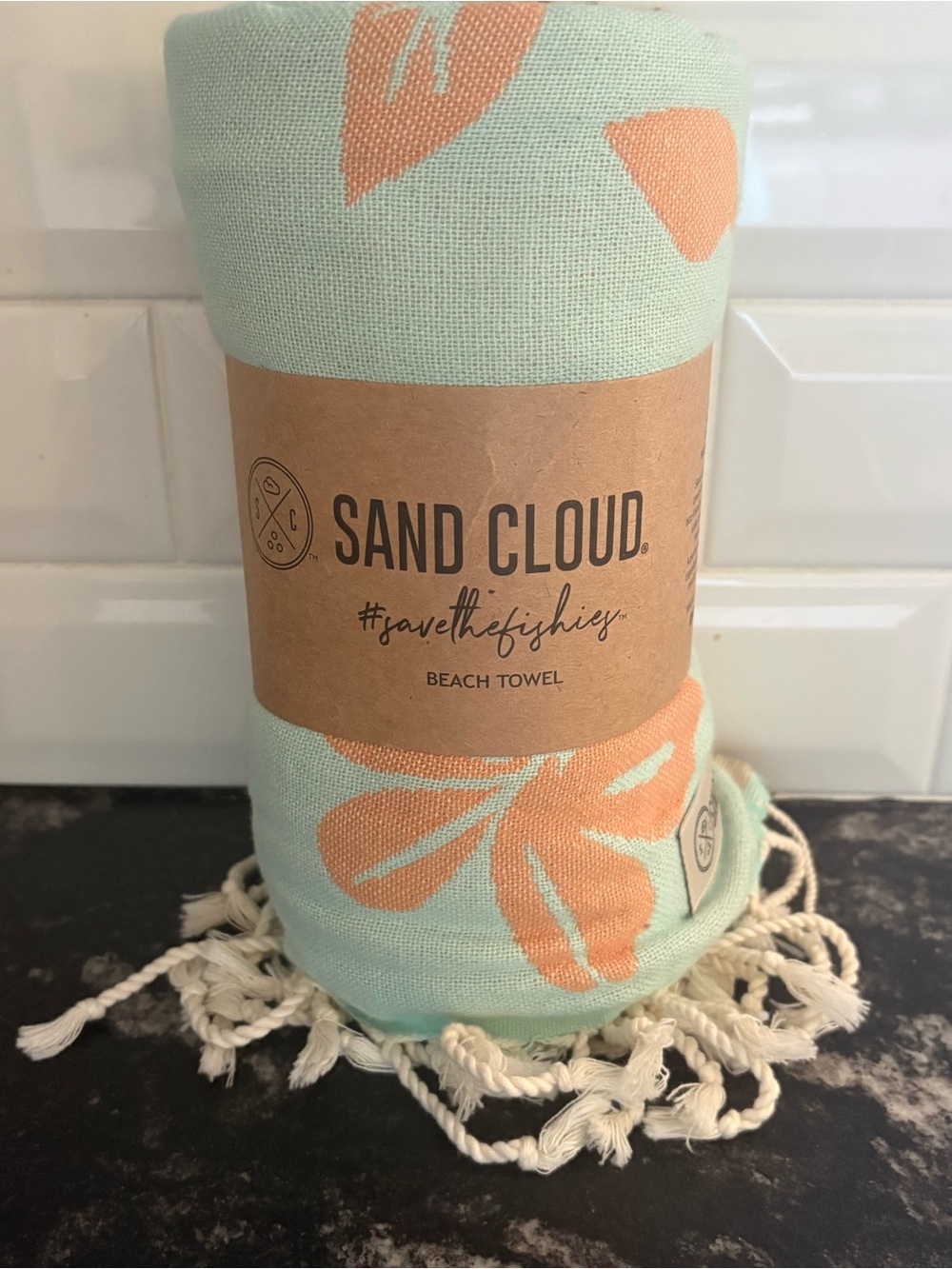 NWT Sand Cloud Beach Towel Sea Glass With Frings